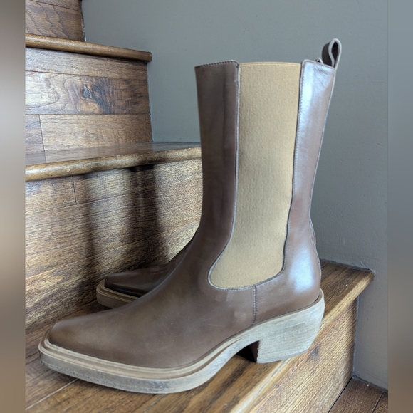 Leather Western Mimosa Go West Brown Italian Leather boots EU Sz 40 US 10B - Picture 2 of 13